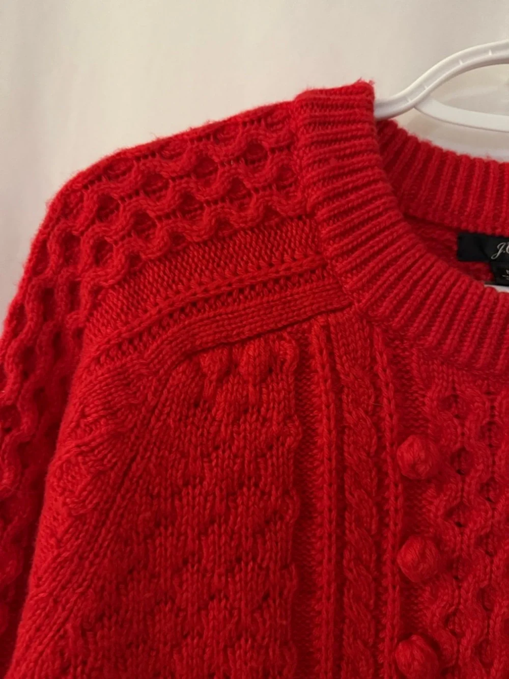 J. CREW Red Cable Knit Wool Blend Sweater Size M
